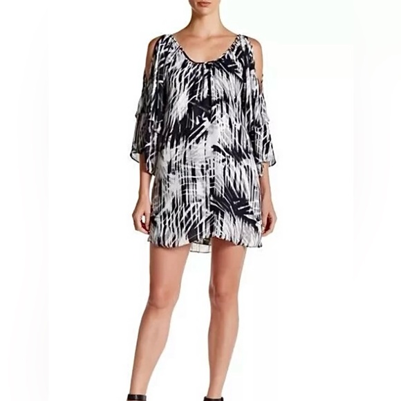Parker Dresses & Skirts - Parker Agave Cold Shoulder Black White Mini Shift Dress Size M